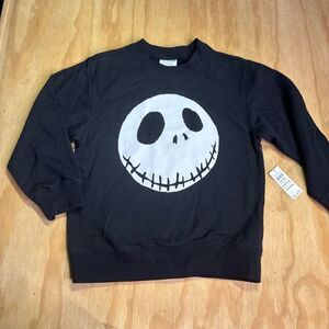Disney Store Black and White Jack Skellington Kids 5/6 Crewneck Sweater NWT